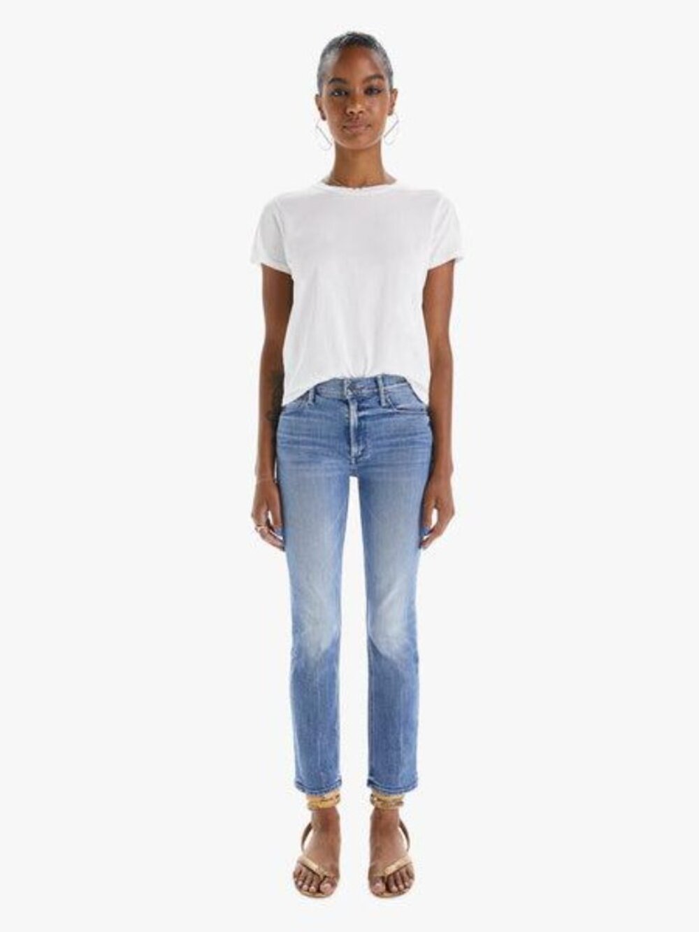 MOTHER Dazzler Mid Rise Ankle Jeans Straight Leg Blue 90s Denim Womens 30 - Picture 2 of 7